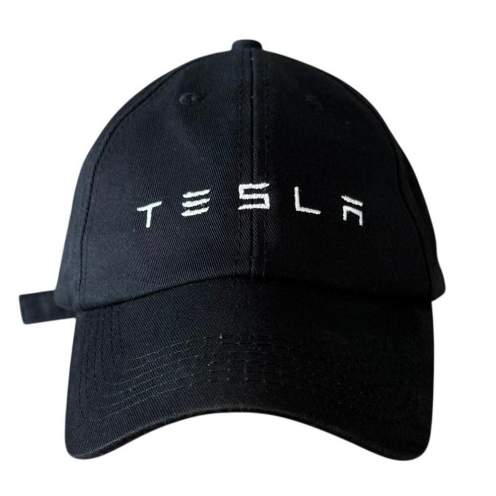 Tesla Black Adjustable Dad Hat Embroidered Logo Cotton Cap Unisex